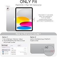 Vista 2 de JETech Funda para iPad (A16) de 11ª generación de 11 pulgadas 2025 / iPad de 10.9 pulgadas 2022, funda inteligente delgada con parte trasera