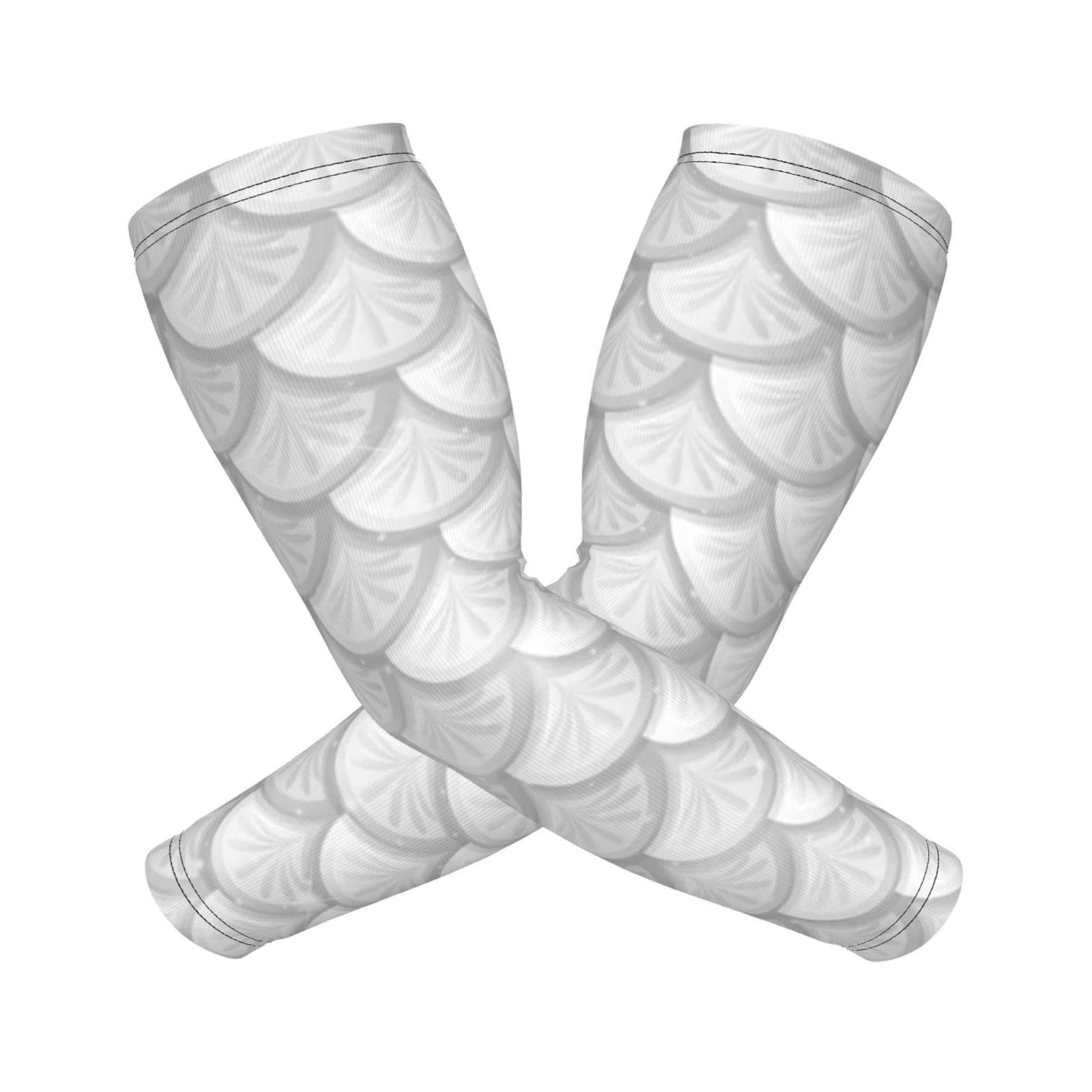 Ahdyr Cool Fish Scale Pretty White Mermaid Scales mermaid scales arm sleeves,farslemers defense gardening sleeves sun protection compression arm sleeves for unisex
