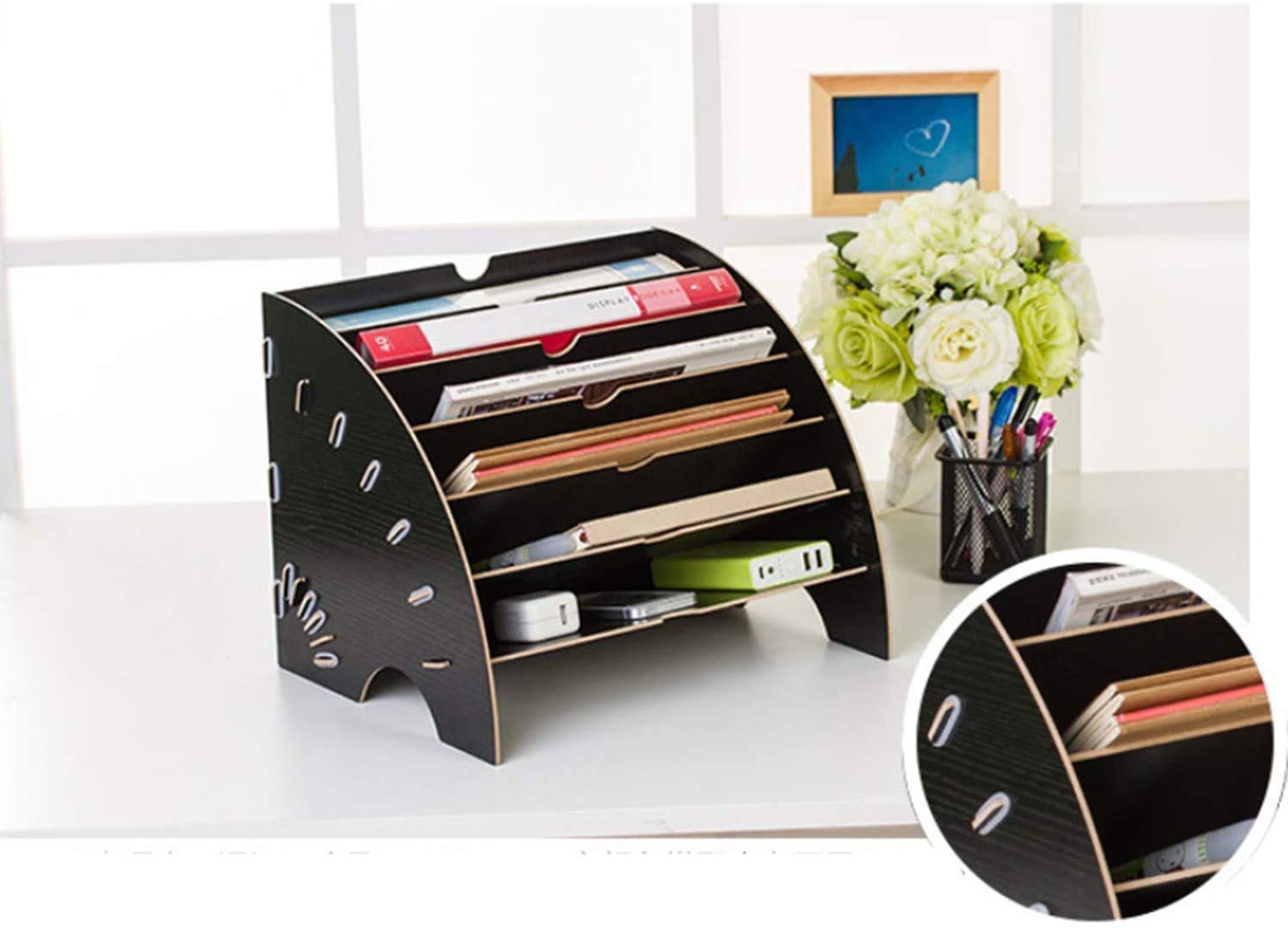 Buy Dravizon Wooden Filing Trays, Large Wood Office Desk Stationery Expanding File Organiser