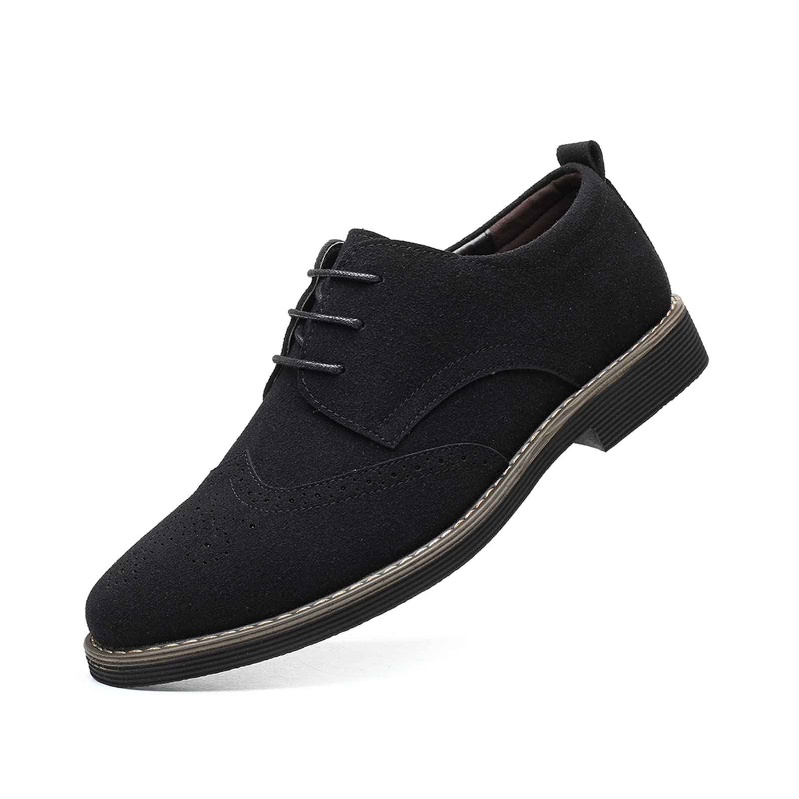 Men's Suede Leather Oxford Shoes Classic Lace Up Business Casual Shoes