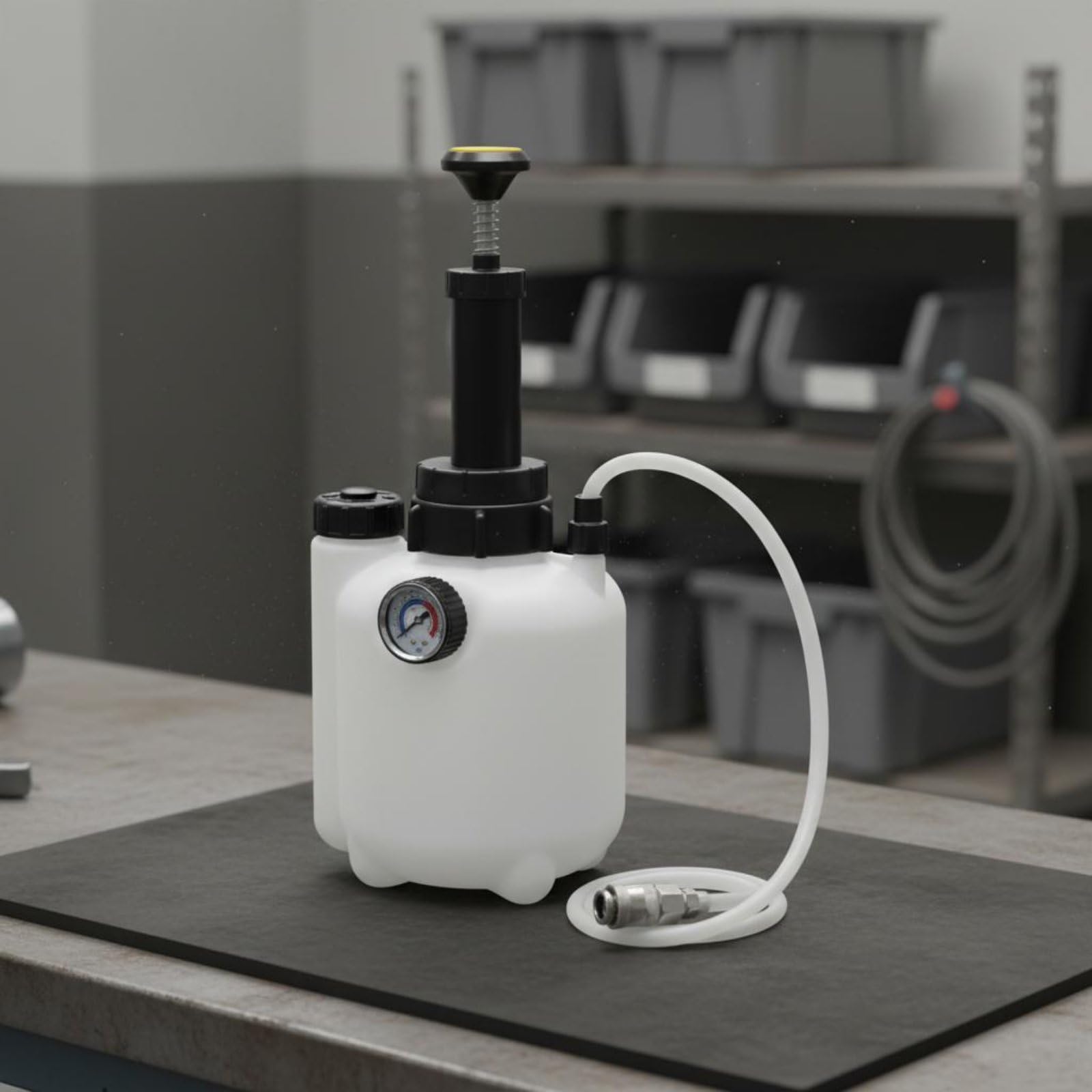 Máquina de Purga de Frenos Adaptadores Incluidos Cambiador Líquido Frenos Diseño Semitransparente Automoción para Mecánicos, Taller, Bomba De Vacío De 3L Con Adaptador De Codo