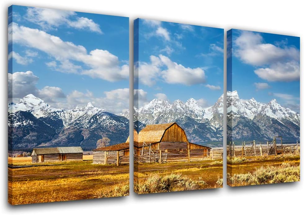 Room Decorations for Living Room Native American Wall Art 3 Piece Canvas Country Paintings Cabin Artwork for Walls Modern Giclee Wooden Framed Gallery-wrapped Stretched Ready to Hang(24''x36'') 24''x36'' Artwork-05