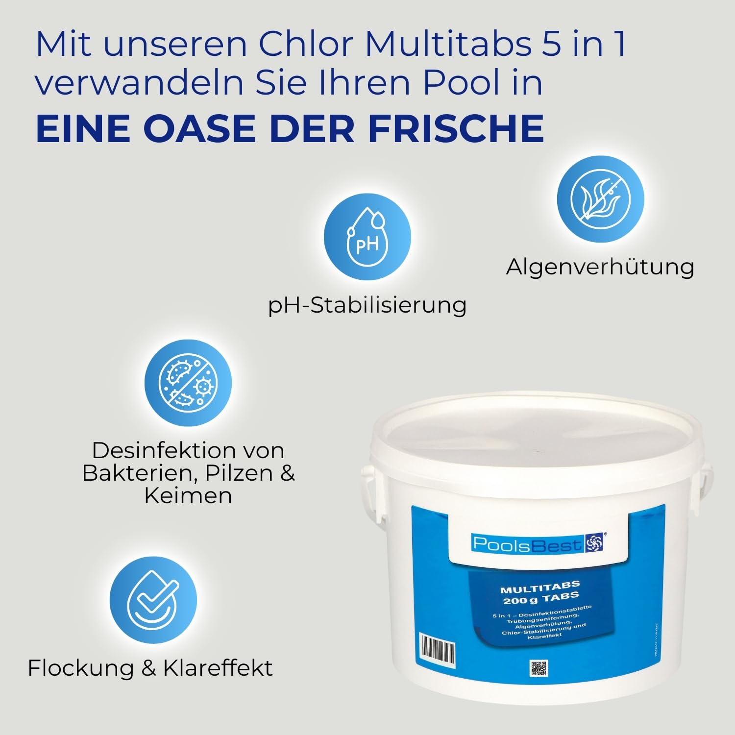 PoolsBest 3kg Chlor Multitabs 5 in 1 200g Langzeit Tabs Poolpflege Desinfektion