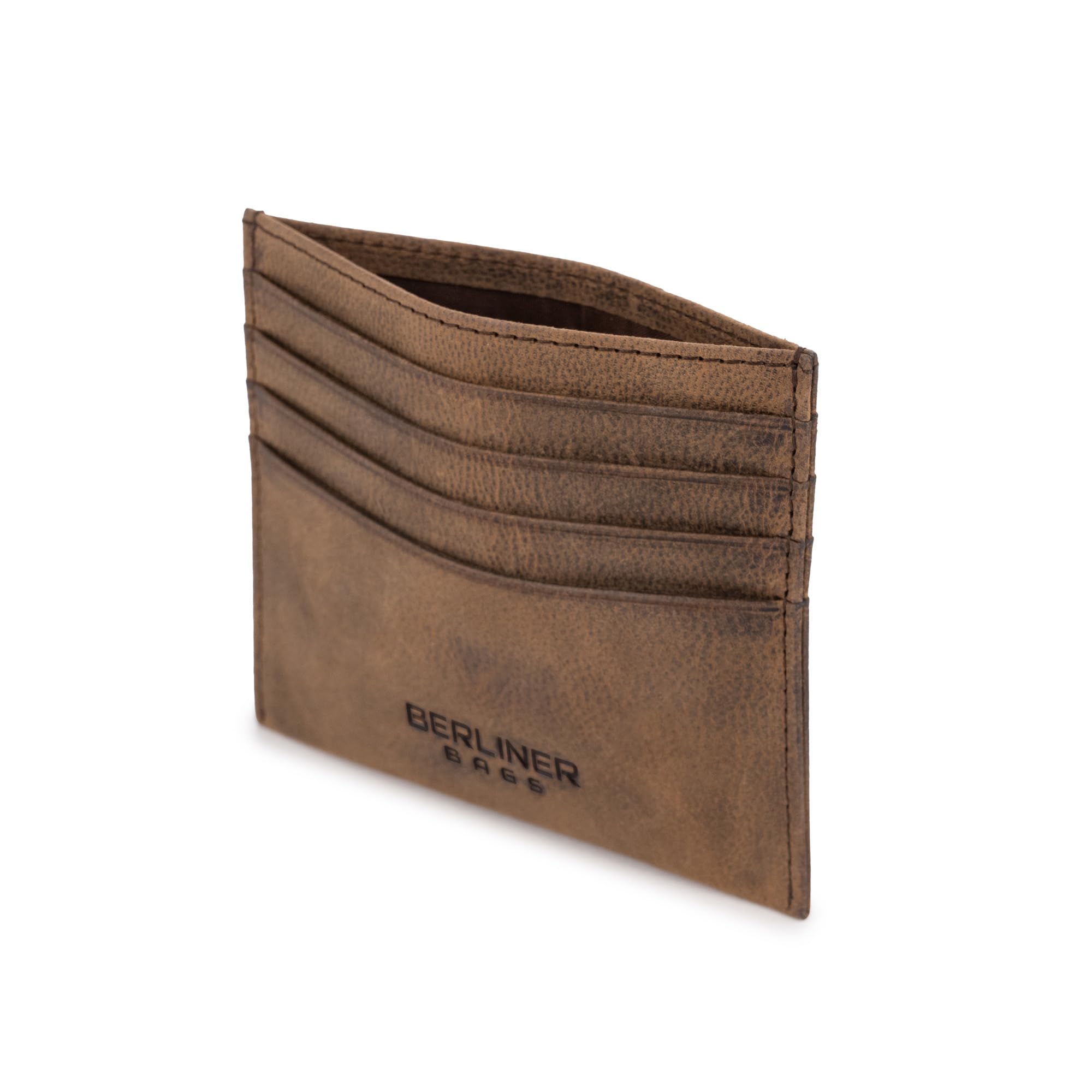 Berliner Bags Etui na karty premium z ochroną RFID i pudełkiem na prezent, etui na karty kredytowe ze skóry, cienkie, małe, Hunter Braun, S, Minimalistyczny