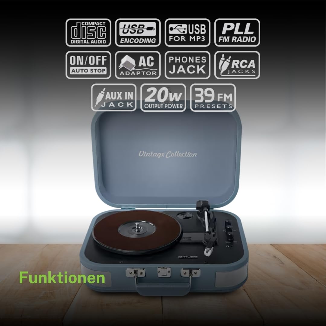 MUSE Platine Vinyle USB MT-201BVB