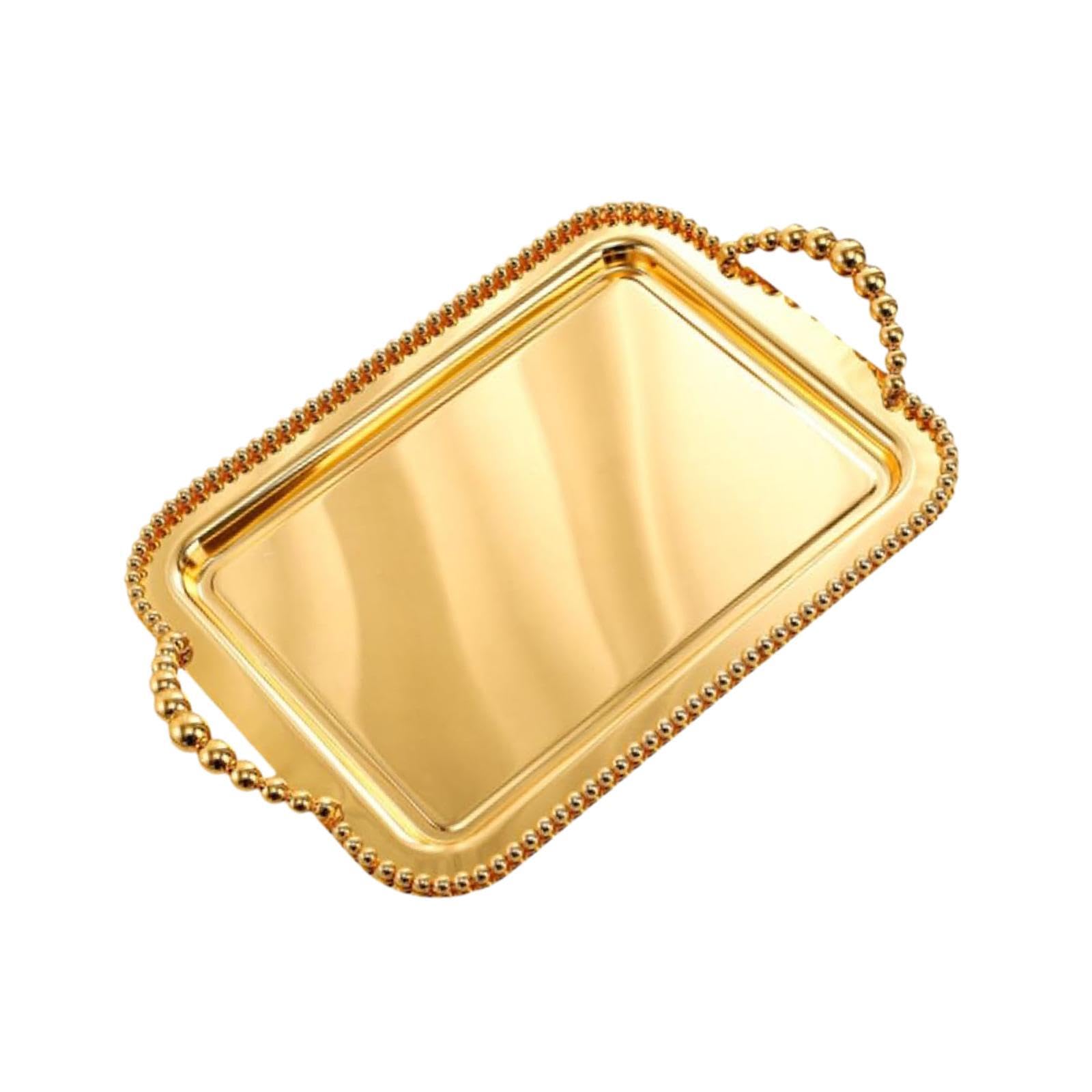 Bandeja Rectangular Antideslizante para Colocar Joyas Y Tazas de Té, Oro, Individual