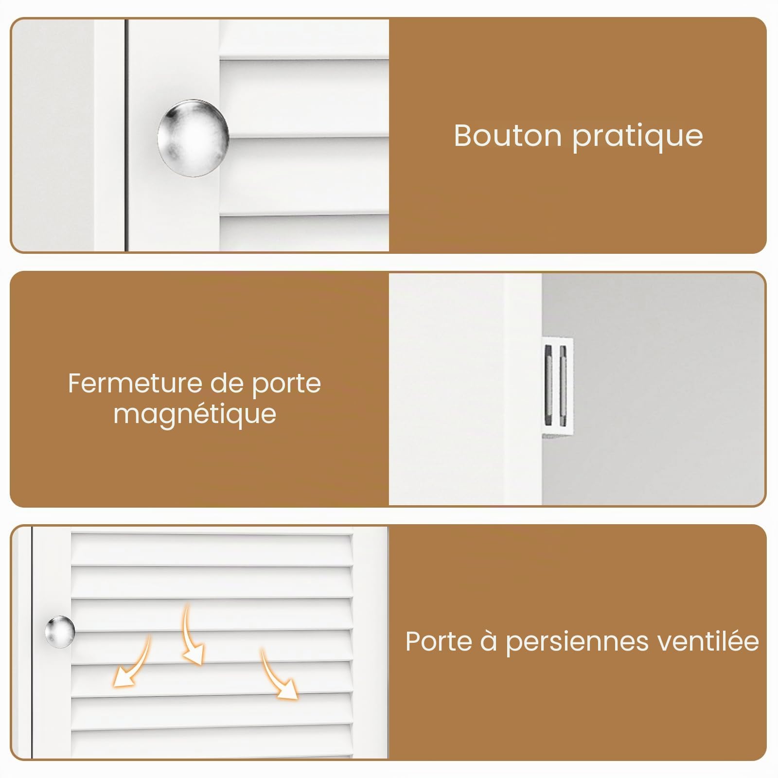 GIANTEX Armoire de Salle de Bain Murale avec Une Porte, 2 étagères réglables et Compartiment Ouvert, Armoire en Bois à 3 Niveaux, Meuble Polyvalent pour la Salle de Bain, Cuisine, entrée (Blanc)