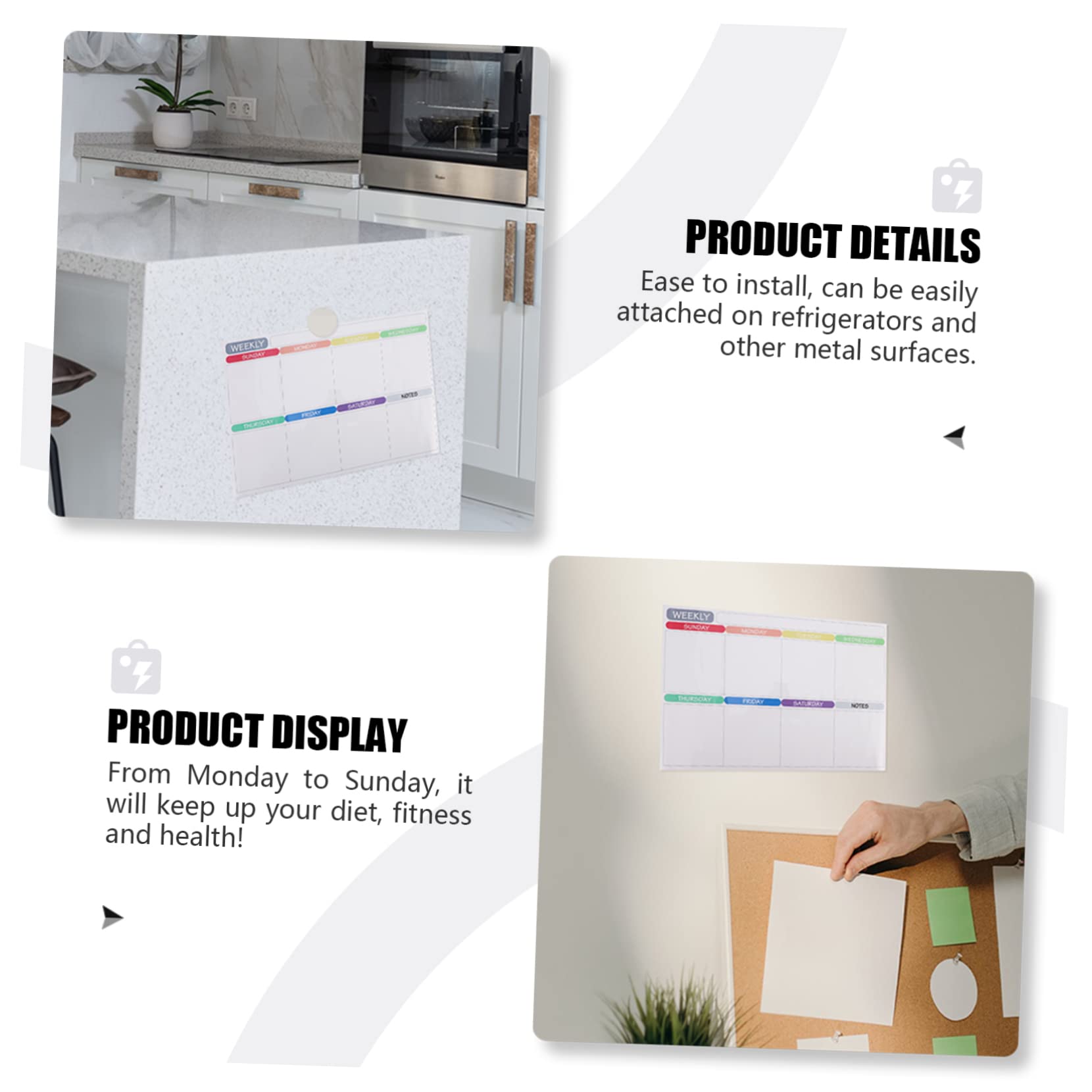 SHINEOFI 3sets Per Frigorifero Lavagna Cancellabile Settimanale e Mensile Planner Organizzatore Per Note Programmazione e Attività Design