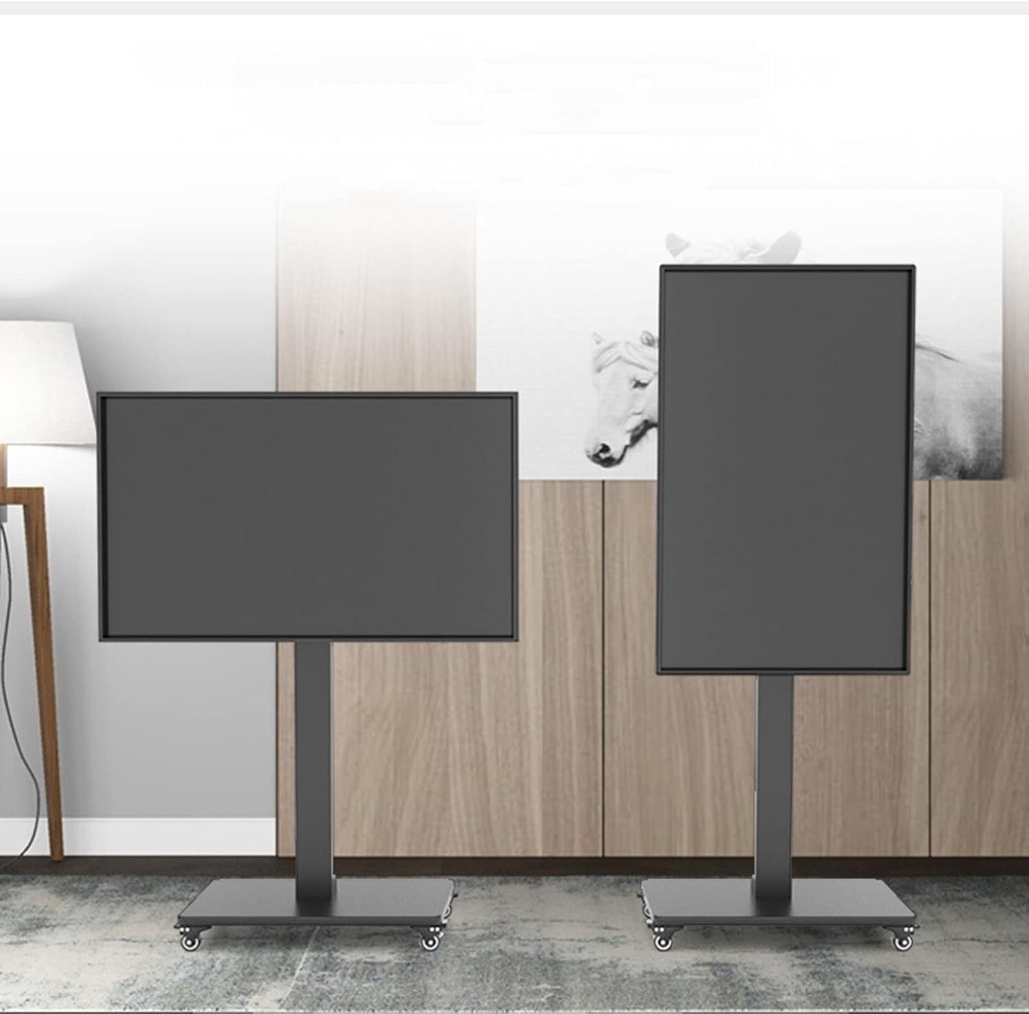 OLSKFUH Mobile Tv Stand Lcd Tv Hanger - Floor Mobile Stand - Horizontal And Vertical Screen Rotating Display Stand, Mobile Tv Cart On Wheels For Living Room, Office, Meeting Roo,