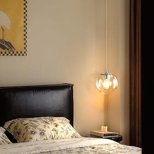 Miniatura 32 de Lámpara Colgante de Globo de Vidrio de 6 Luces Moderna Candelabro de Globo de Vidrio Gris Humo Grandes Candelabros para Techos Altos Entrada Luz