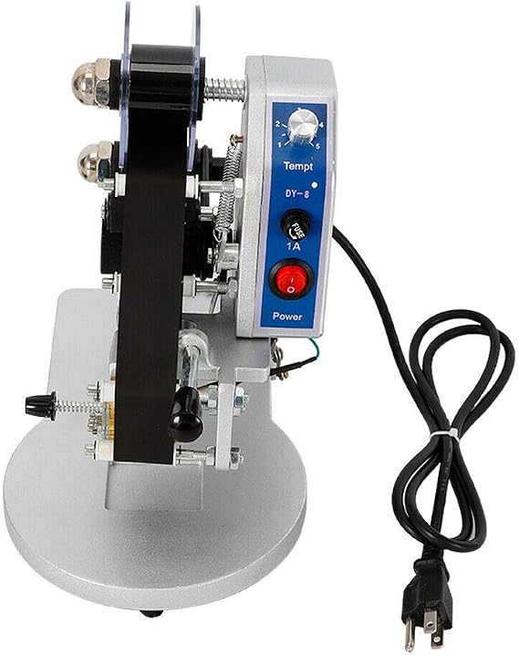 Coding Machine Date Label Hot Stamp Printer, 110V Electric Hot Stamp Printer Ribbon Coding Machine Date Printing Machine for KT/PT/PE/OPP/Aluminum Foil/Plastic Film Bag