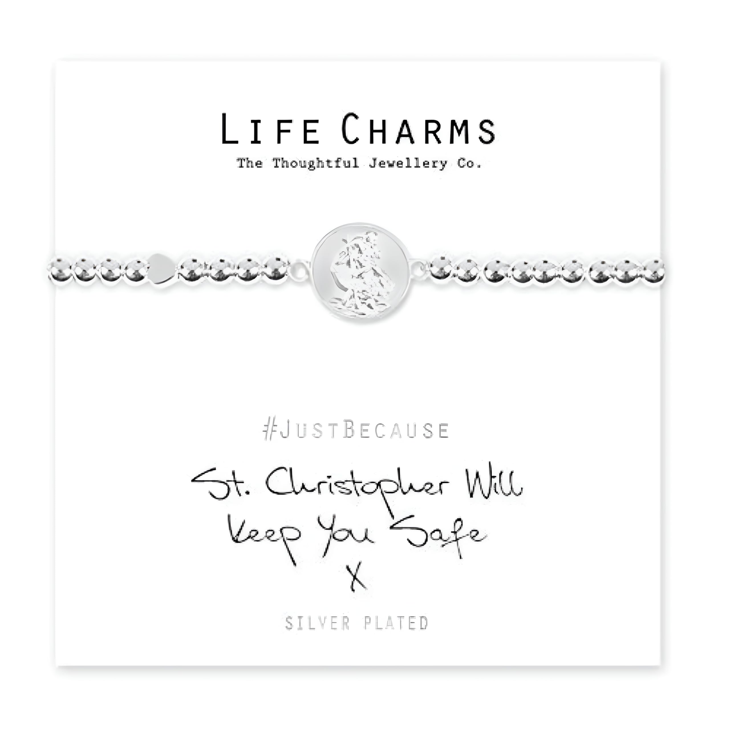 Life Charms Braccialetto San Cristoforo – Con Ciondolo E Perlina, Portafortuna Viaggiatori, Regalo Confezionato