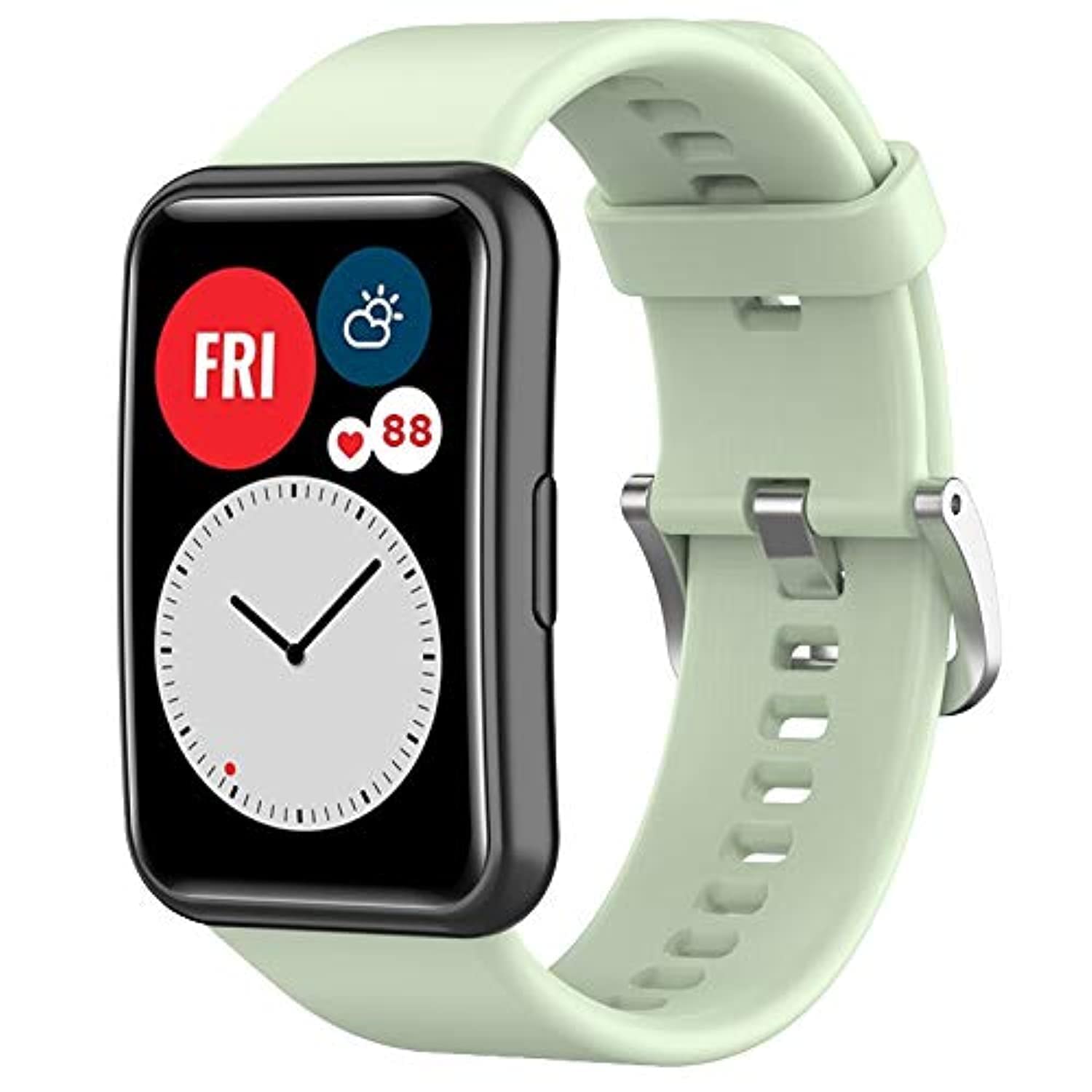 Wownadu Straps Compatible for HUAWEI WATCH FIT Strap Replacement for Women Men Silicone Sports WristBand Mint Green Smart Watch Accessories,(No Watch)