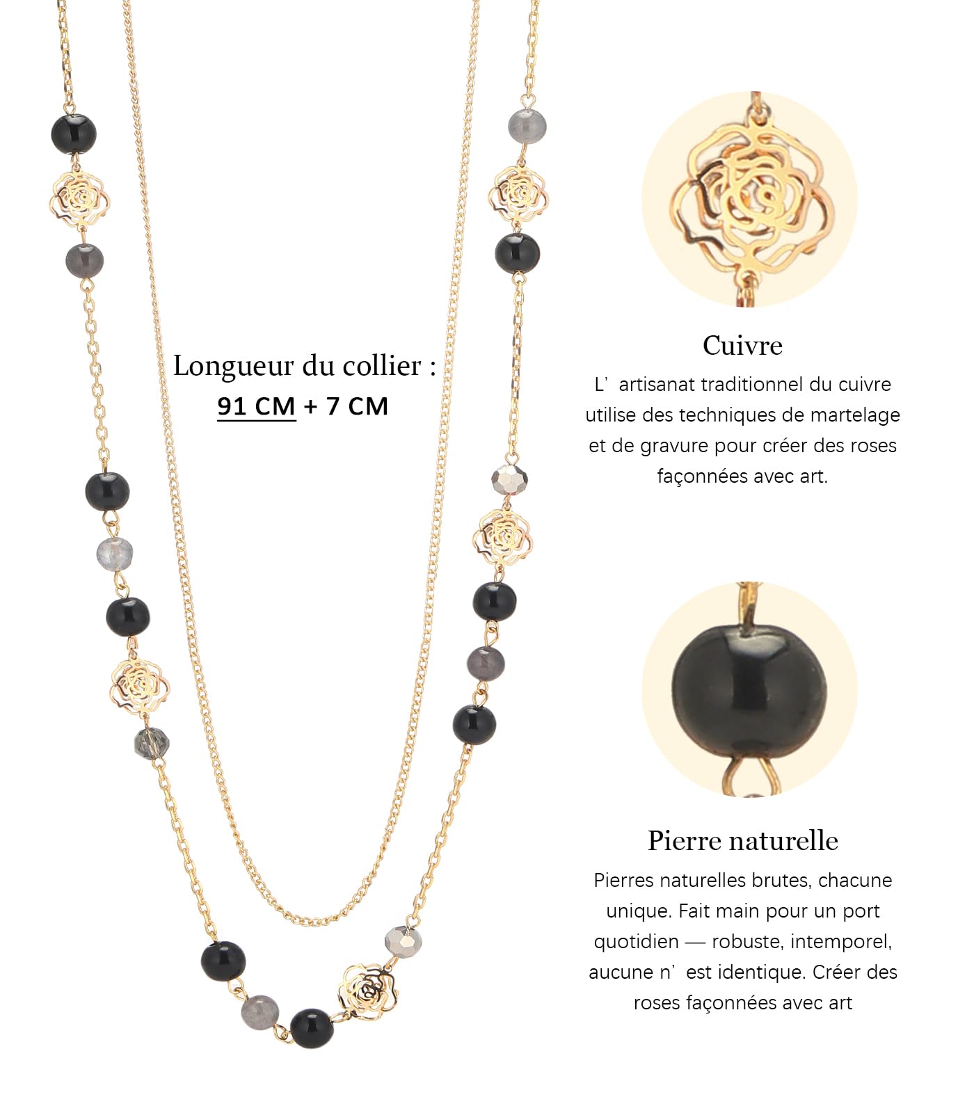 FULU AUTUMN Collana da donna in oro lunga collana con perle di pietra naturale a doppia fila regalo compleanno gioielli fantasia per mamma