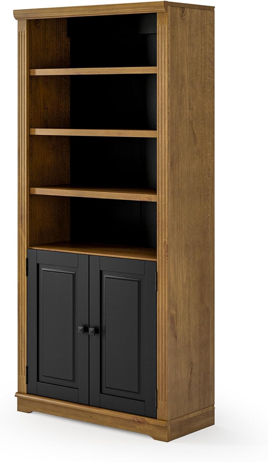 Camaflexi Newport Bookcase with Doors - Mocha and Black Finish 6 foot Mocha & Black