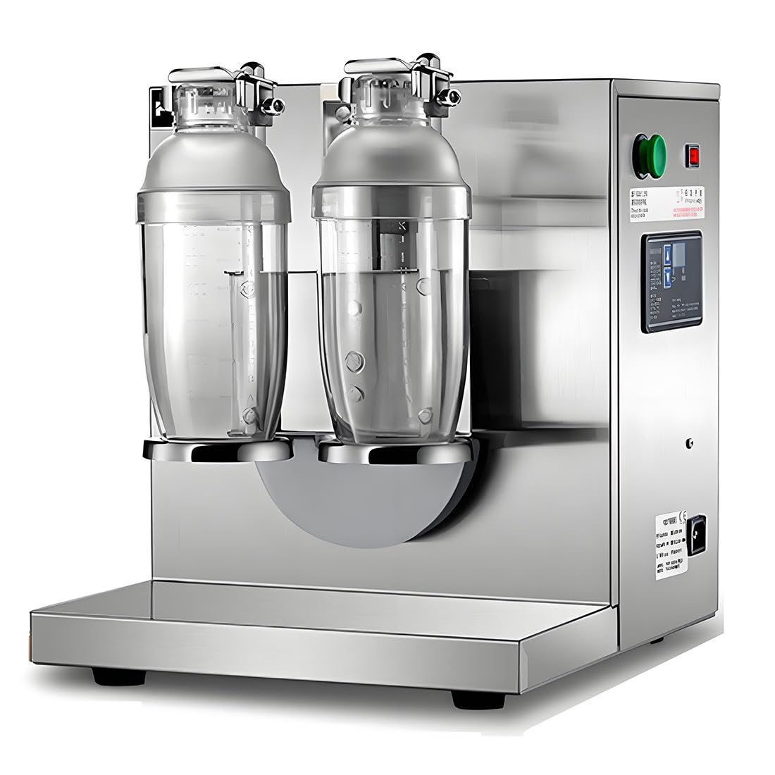 Elektryczny wytrząsacz do herbaty bąbelkowej, podwójna rama, mikser do herbaty mlecznej, regulowany 0-120 sekund, z dwoma kubkami PC o pojemności 1000 ml, do Boba, soku, kawy, mleka i innych