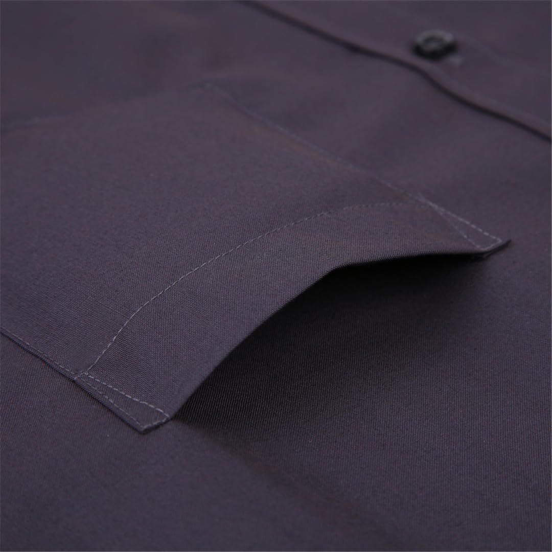 Camicia da uomo in tinta unita nera bianca da lavoro casual a maniche lunghe con risvolto camicia con bottoni