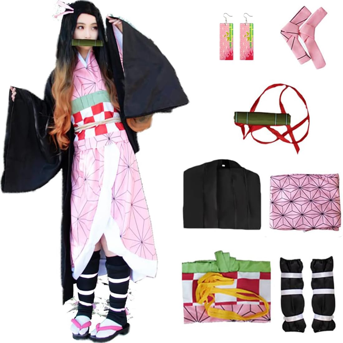 Kimonos Cosplay Costumes Adult Women Girls Anime Japanese Kimono Robe Halloween Outfit with Accessories