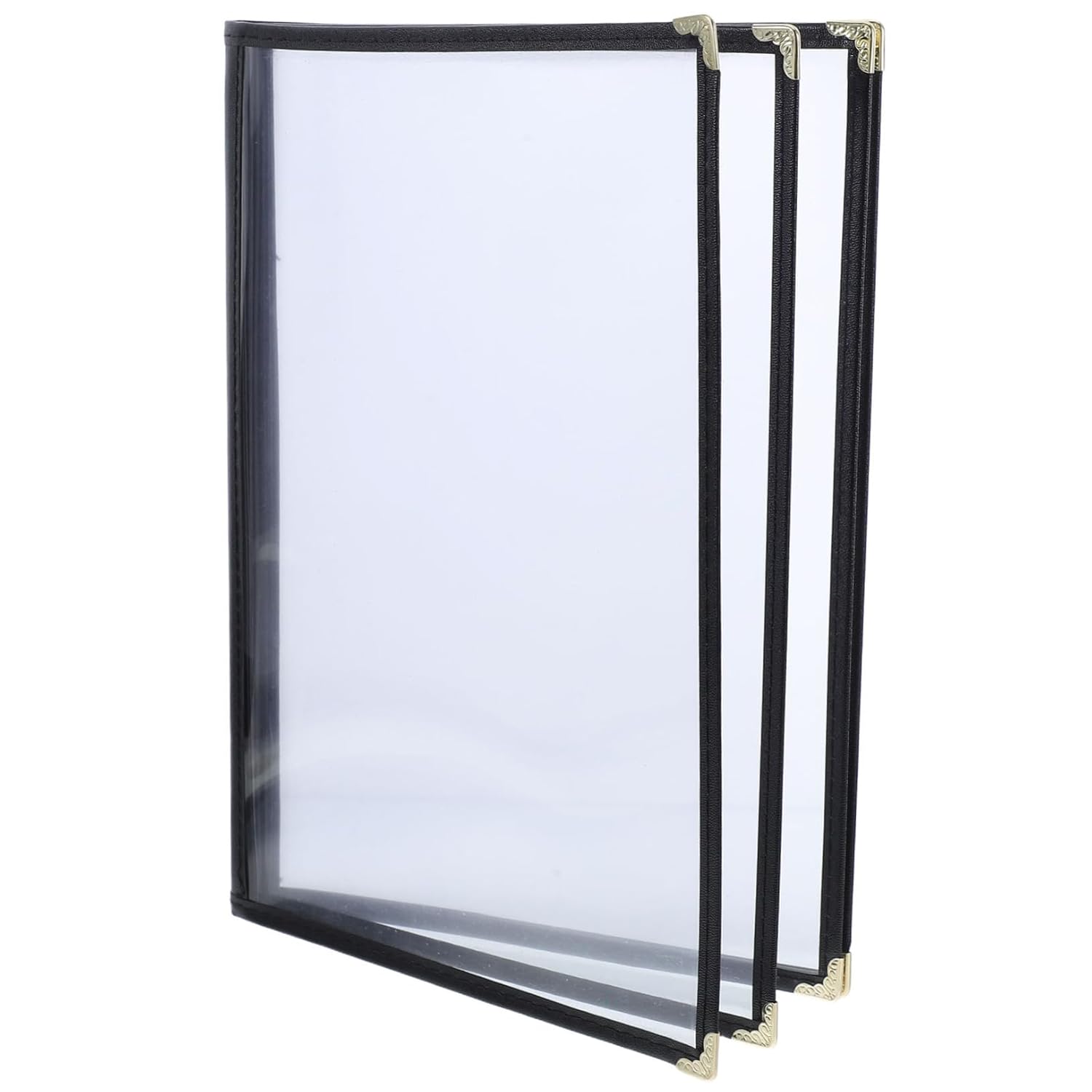 Gatuida A4 Transparent Menu Book with Insert Pockets Restaurant Menu Holder for Bar Café and Dining 4 Pages Clear Sleeves for Easy Menu Display and Protection