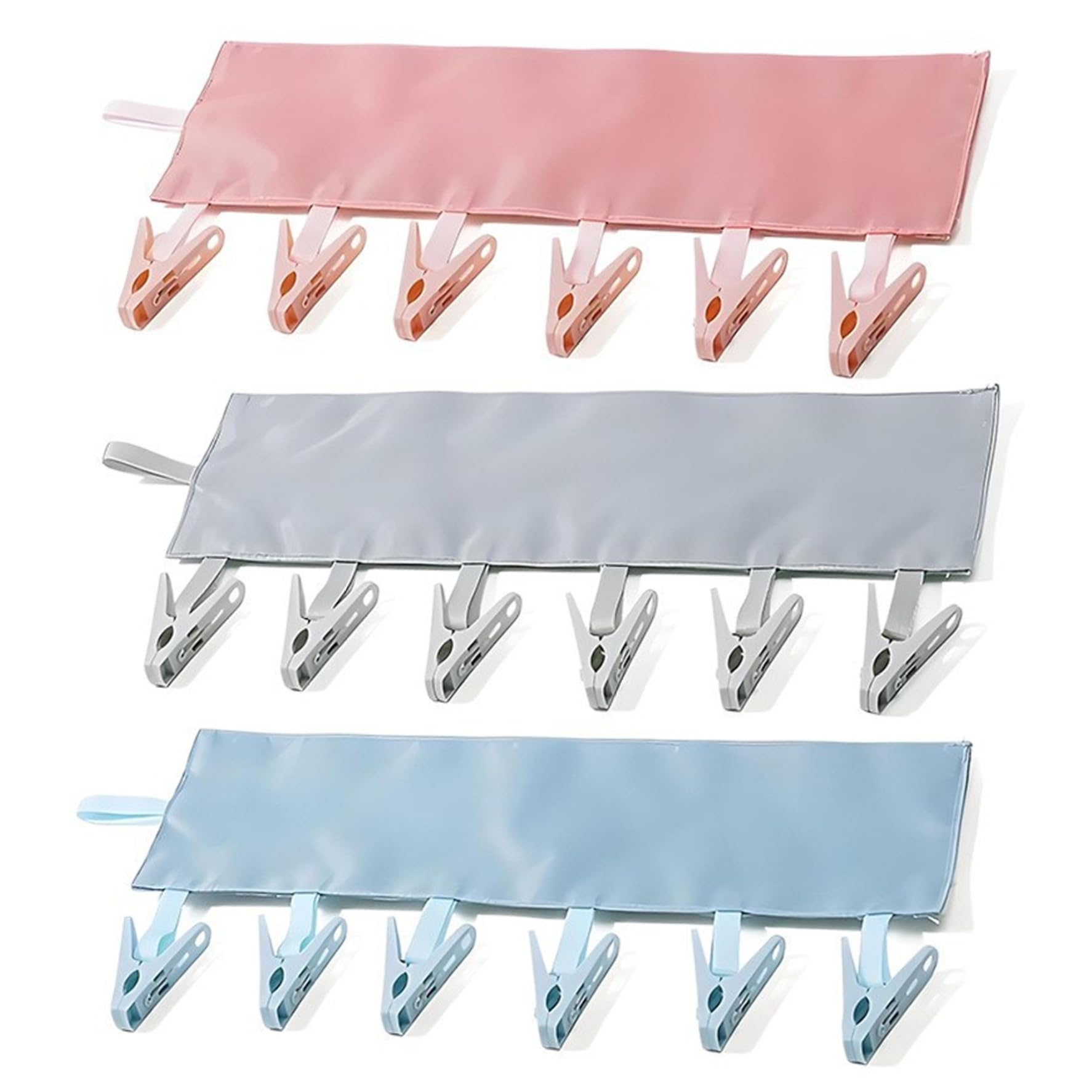 NASSMOSSE 3Pcs Travel Hangers, Portable Foldable Hangers with 6 Clips for Swimsuit, Towel & Sock Space-Saving Drying Rack for Hotels, Camping