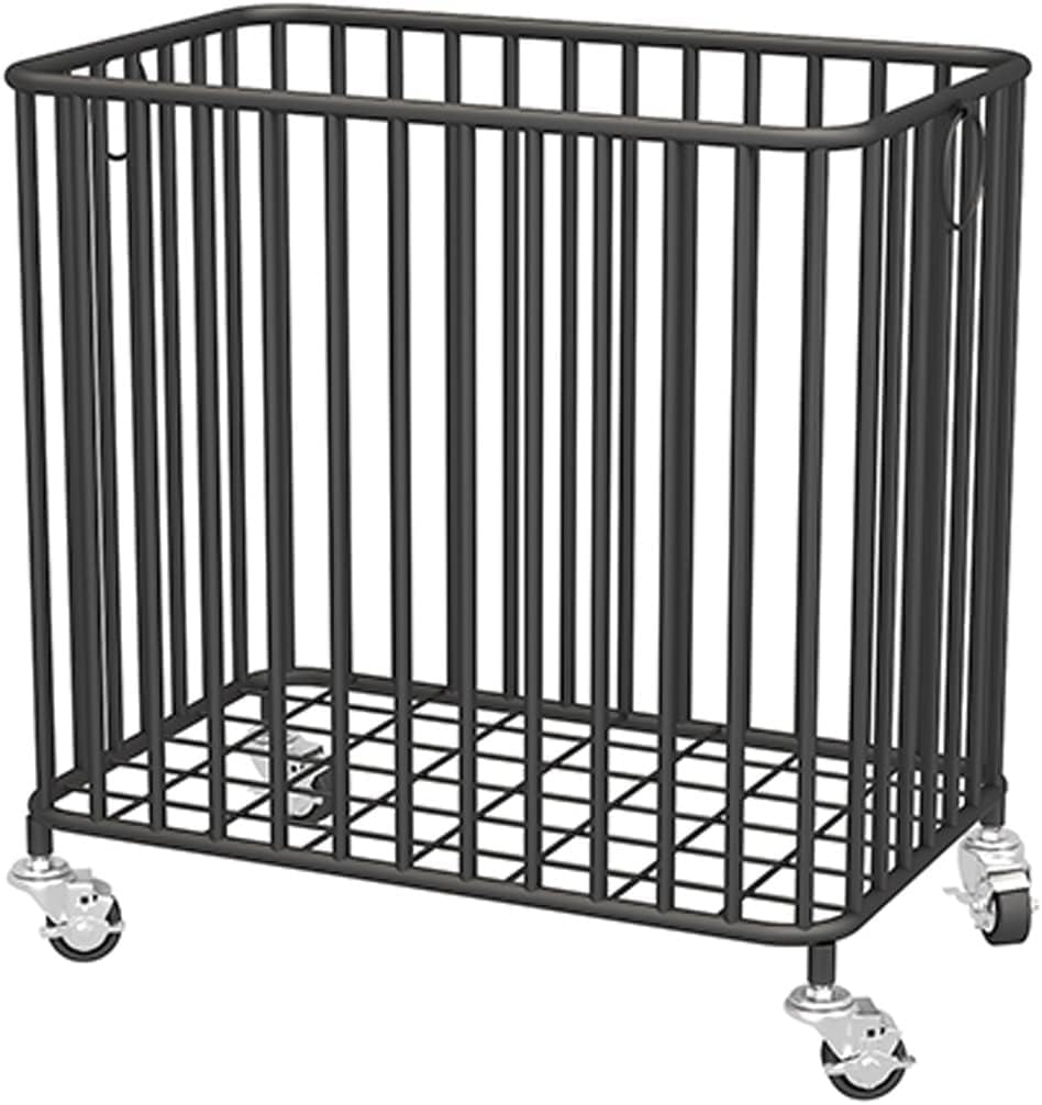 INDIDECOR 50601 Rolling Laundry Hamper with Wheels,Large-size Metal Laundry Basket Cart,Clothes or Linen Storage Organize Hamper Bin for Living Room,Bathroom,Closet or Children Bedroom,Black