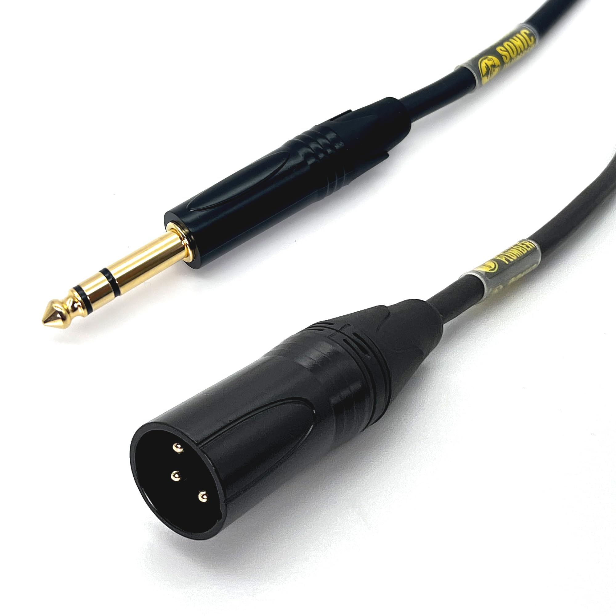 Black and Gold 6.35mm (1/4 Inch) TRS Jack to XLR Male 3-pin Balanced Interconnect Cable with Cable Tie (NOT SUITABLE to connect stereo output/keyboard/guitar to XLR input) (1m / 3.28ft)-image-25