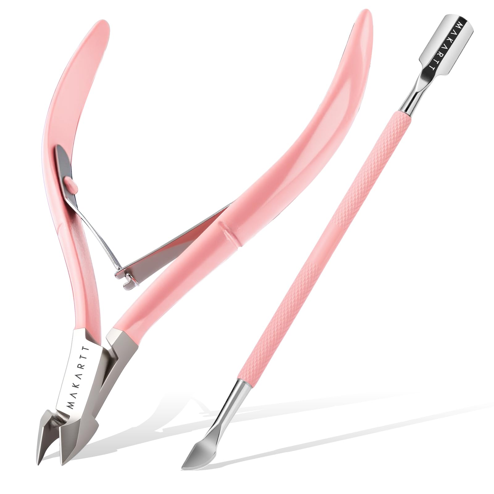 Makartt Cuticle Trimmer with Cuticle Pusher - Stainless Steel Cuticles Nipper with Dual Spring Ergonomic Handle 7mm Blade