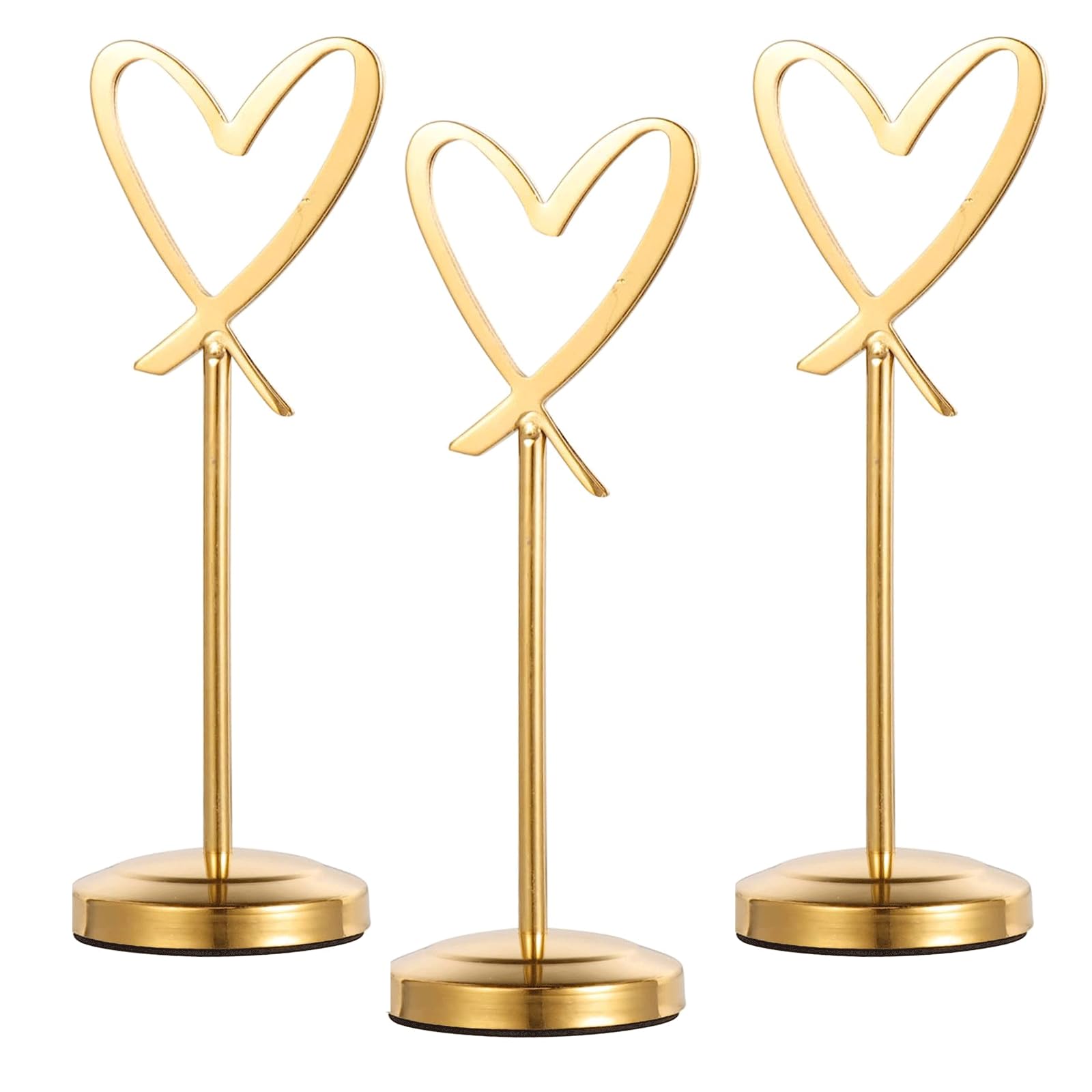 MYUYEE Metal Heart Type Card Stand Clip 3 Pcs Silver Gold Table Number Holder Table Menu Holder Place Card Holder For Wedding Reception