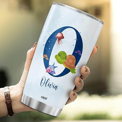 Vista 12 de CUBICER Vaso de café personalizado con inicial de unicornio de acero inoxidable con nombre personalizado, taza de bebida con letras de animales