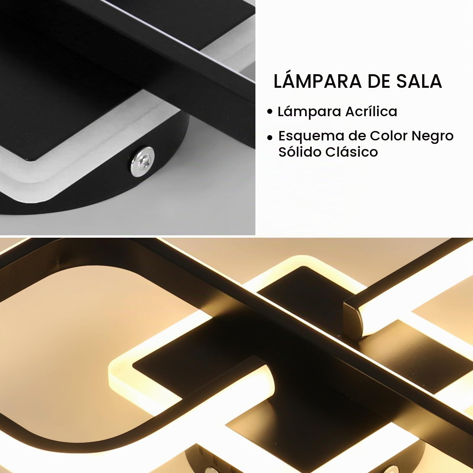 Lámpara de Techo LED Negro Regulable con Mando 3000K-6500K, 40.5CM | 40W 4500LM Plafon LED Techo Cuadrado con Mando 3000K-6500K, Luz de Techo Acrílico para Salon Dormitorio Comedor
