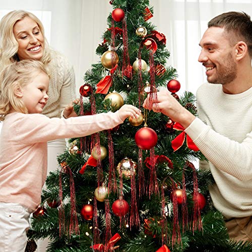 2500 Strands Decorations Tinsel Garland Tinsel Foil Fringe Icicles For Christmas Home Holiday Decor Birthday Graduation Supplies (Red) #TOP4