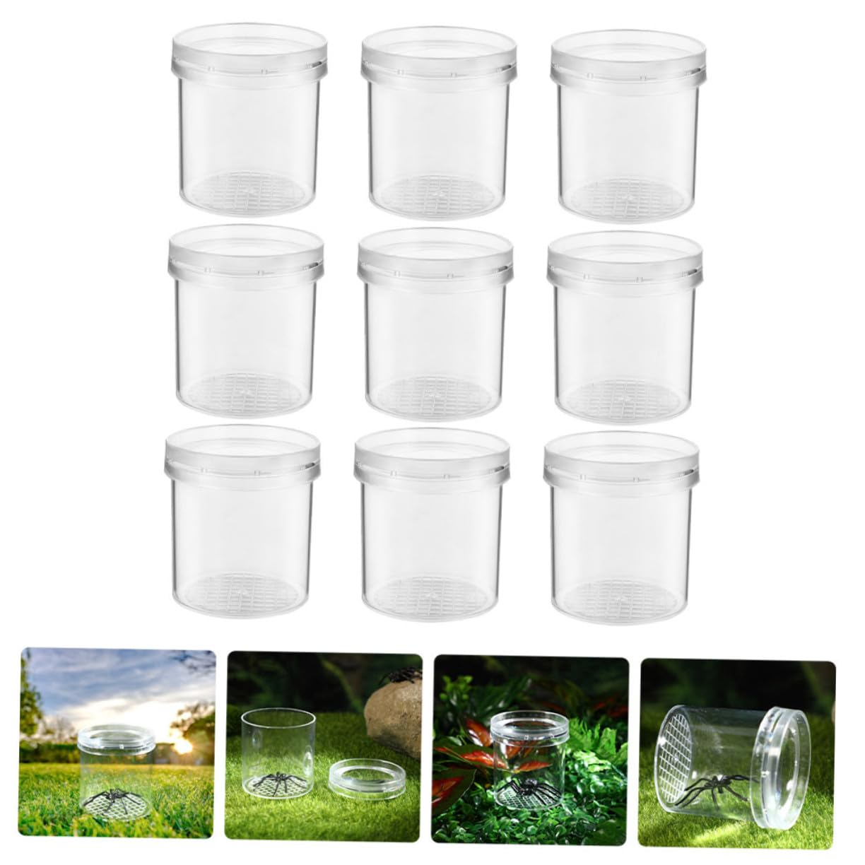 Caja de Observación de Insectos Lupa de Plástico 9 Piezas para Niños | Alta Transparencia, Tapa Flujo de Aire, Mejora la Concentración, Adecuado para Explorar Bichos