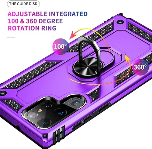 Miniatura 5 de Androgate Funda para Samsung S22 Ultra, Galaxy S22 Ultra, con protectores de pantalla HD, soporte de anillo de grado militar, prueba de caídas de 15