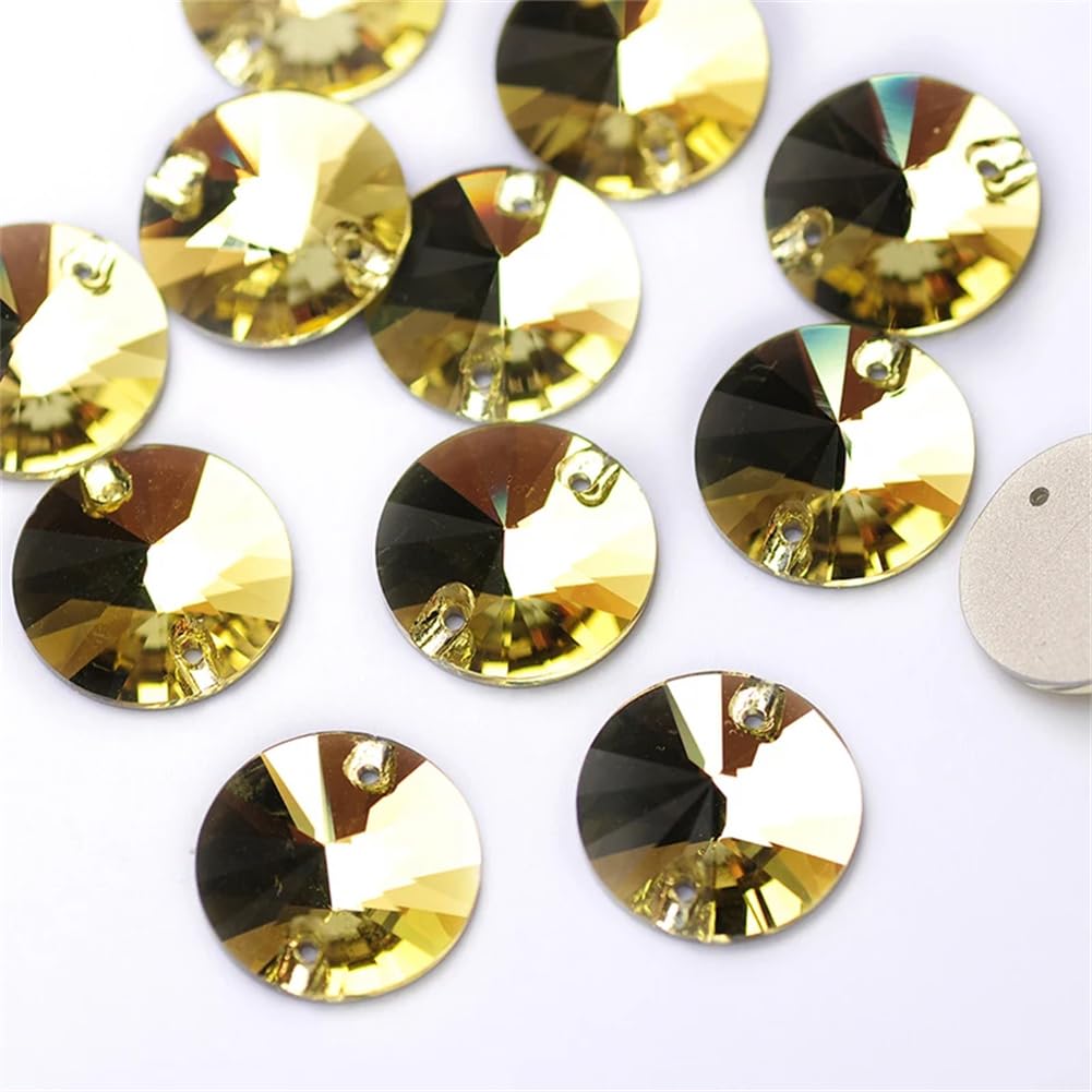 Przezroczyste szkło, kryształowy kamień, 3200 Lt Topazowy brokatowy stras przyszyty na dżetów Rivoli Flatback Rhinestone(12mm 84Pcs)