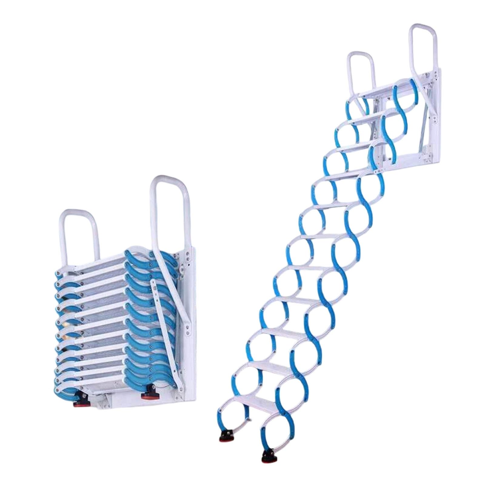 Escaleras plegables de pared, escalera retráctil, escalera de ático de acero resistente para sótanos, techos de almacén, capacidad de 660 libras