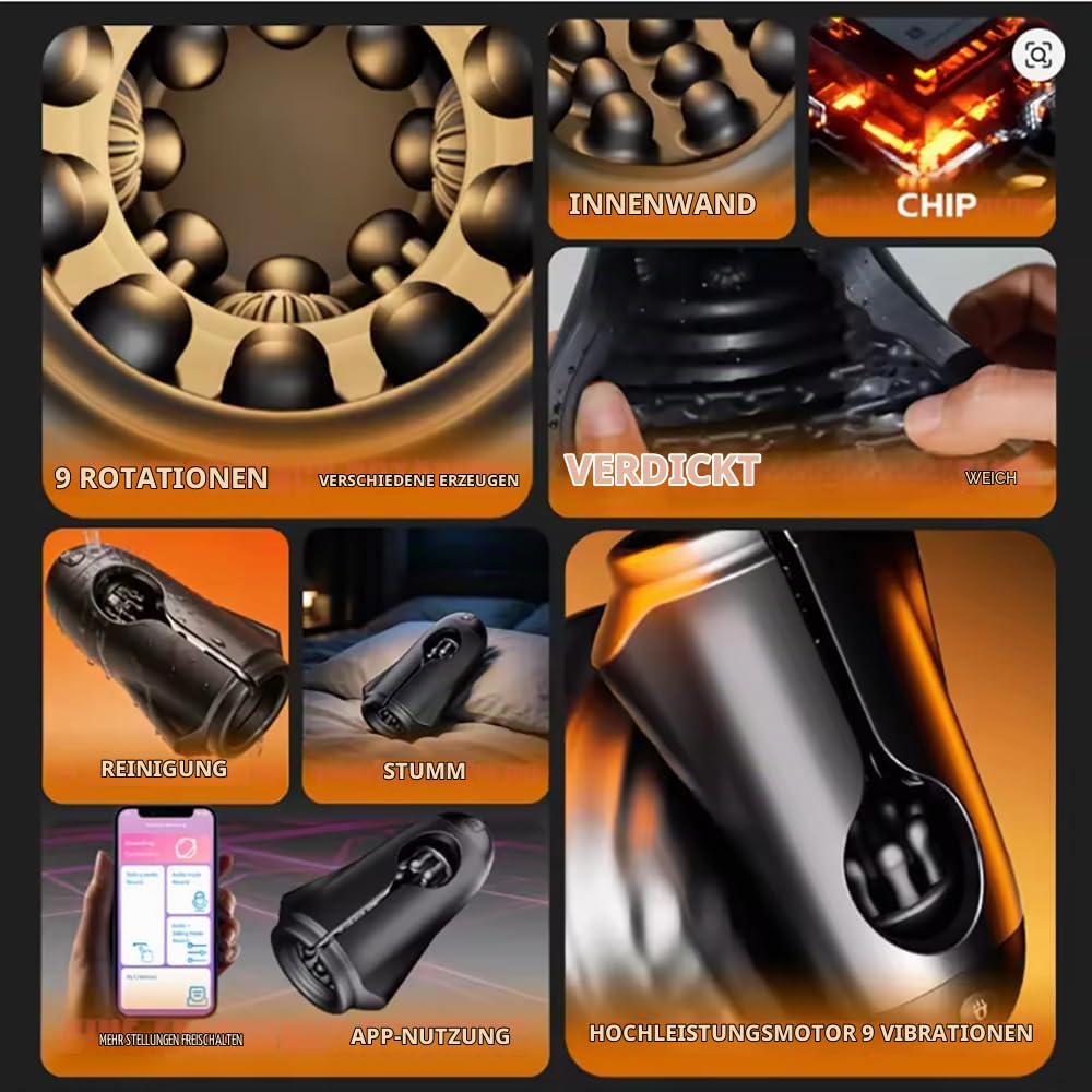 Elektrischer Masturbator Cup für Männer mit 9 Rotation und 9 Vibrationsmodi, Leise Taschenmuschi Masturbator, Eichel Stimulation Penis Trainer Sex Spielzeug für die Männer Erotik Solo