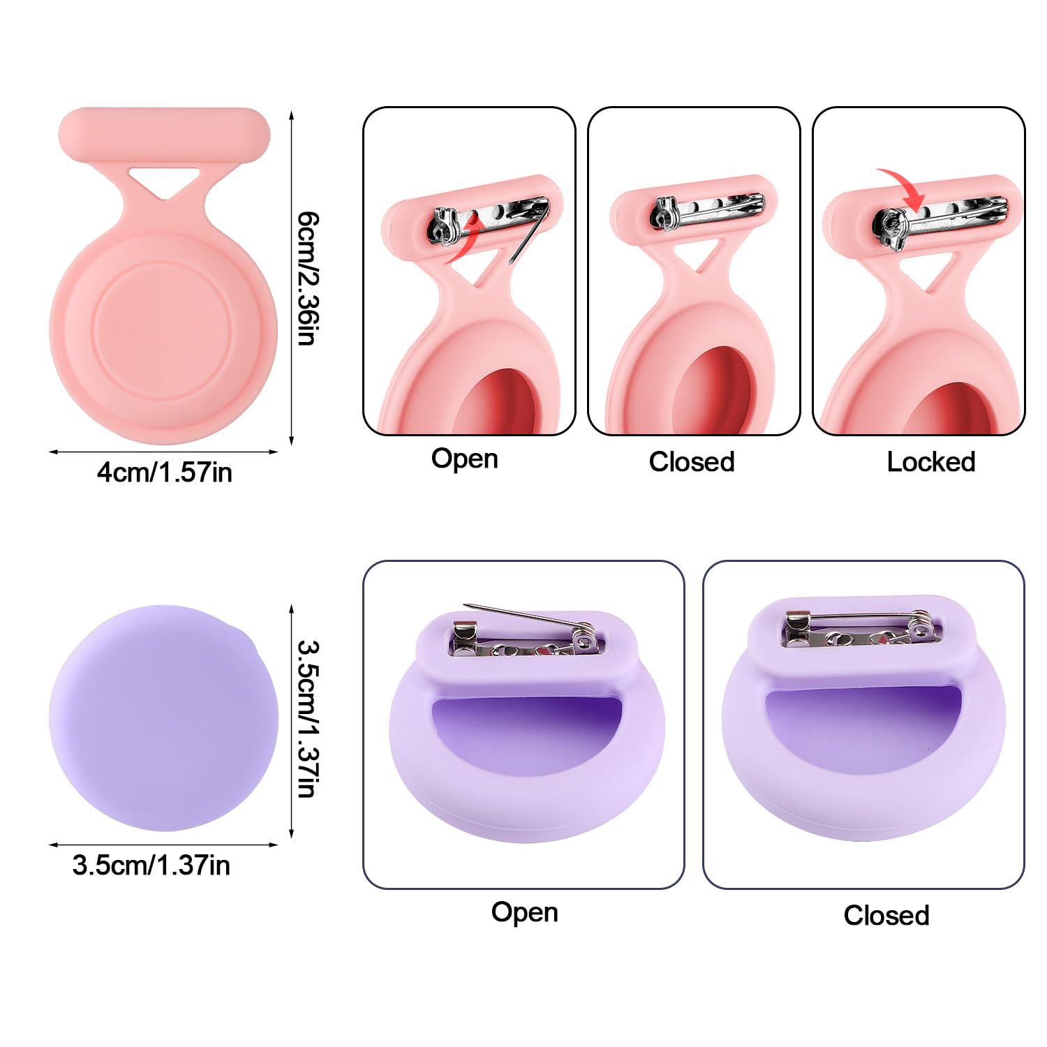 2pcs Hidden Kids Holder for Airtag Silicone Case with Safety Pins Waterproof Drop-Proof Holder Cover Compatible with Apple Air Tag for Elderly Suitcases Pack Backpacks Pets Clothing (Purple - Image 2