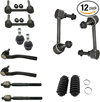 12pc Kit Front Lower Ball Joints, Front/Rear Sway Bar End Links, Inner  Outer Tie Rods w/Rack Boots Replacement for 11-15 Dodge Durango - [2011  Jeep ...
