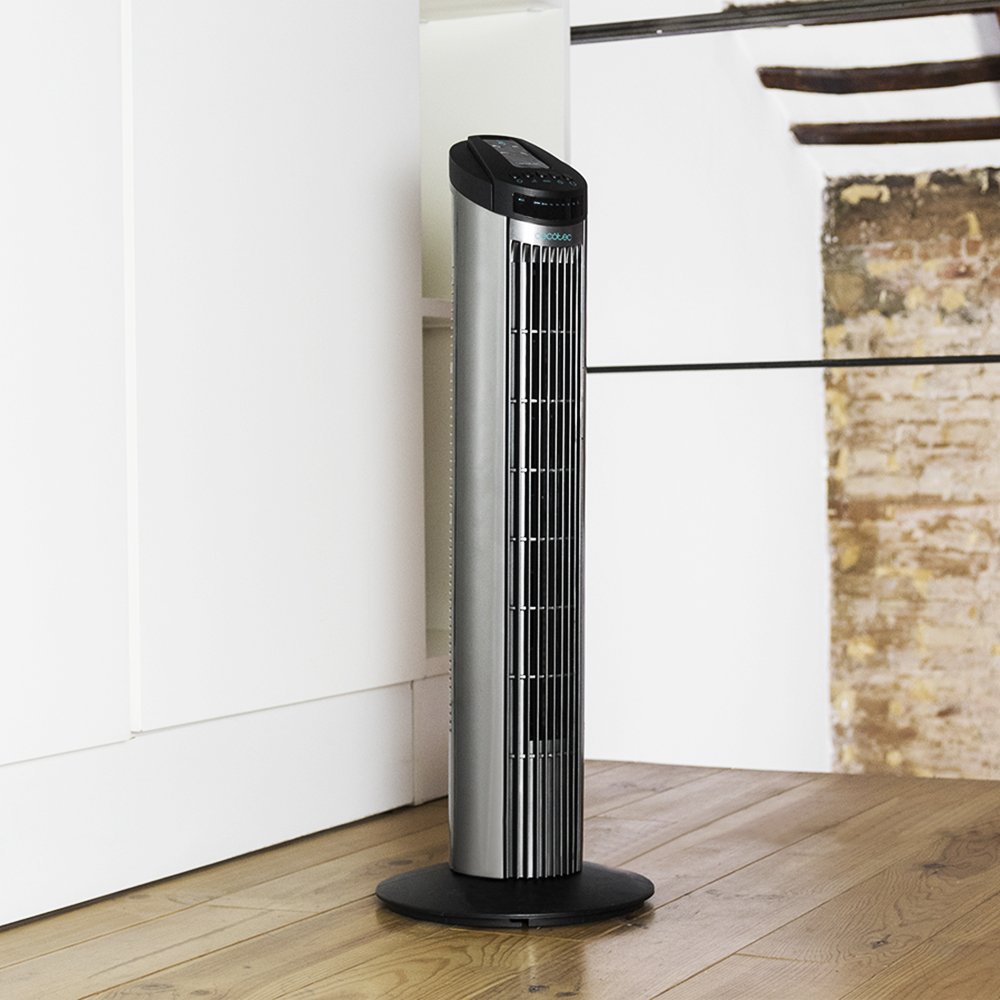 Cecotec EnergySilence 890 Skyline Turmventilator, 50 W, 76 cm, Oszillation, Kupfermotor, 3 Geschwindigkeiten, Schwarz