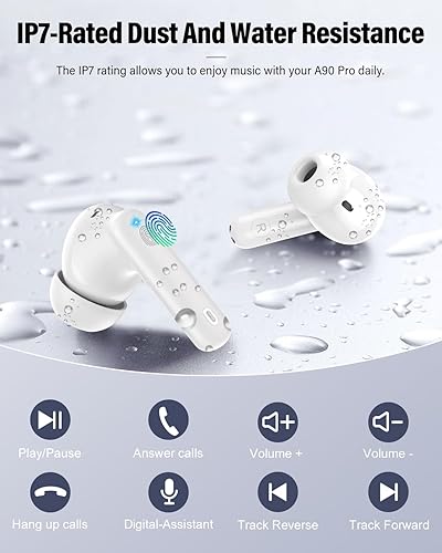 Miniatura 8 de Auriculares inalámbricos, Bluetooth 5.4, estéreo de bajos, auriculares con micrófono con cancelación de ruido, pantalla LED en el oído, llamadas