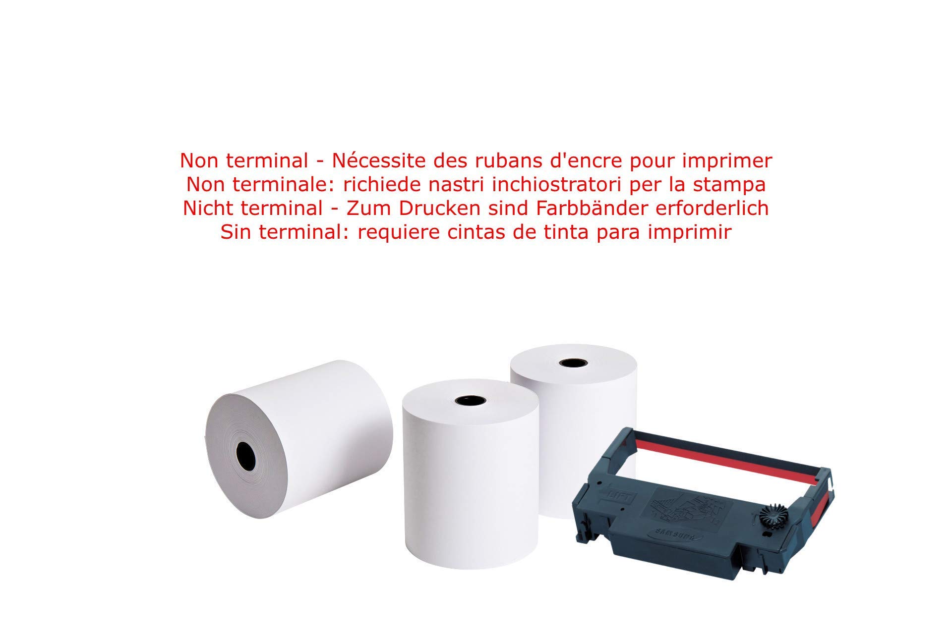 Rollos de papel de 76 x 70 mm, 1 capa (no térmico), rollos de papel de una capa para impresoras matriciales y de cocina, compatibles con Epson / Bixolon / SNBC, blanco, 50 rollos
