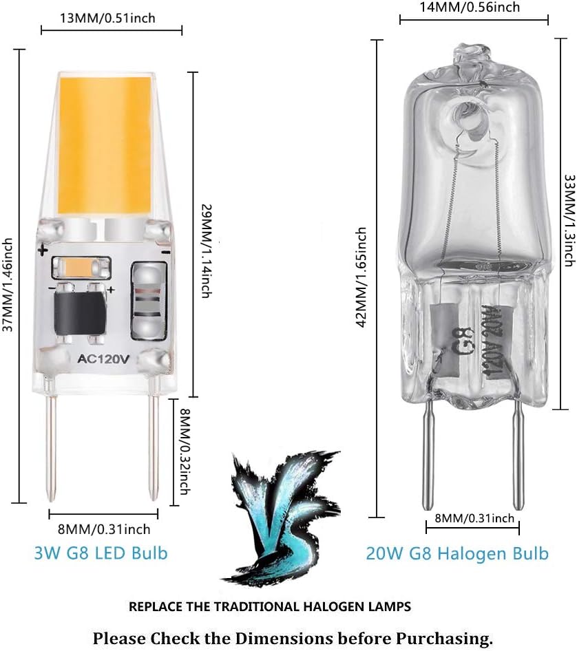 Hоttеѕt Sаlеѕ AHEVO G8 LED Bulb Dimmable 3W T4 G8 Mini Light Bulb Equal to 20W-25W G8 Halogen Bulb, Bi-Pin G8 Base, AC 110V/120V/130V White 6000K(6 Pack) Suреr Brаndѕ AHEVO G8 LED Bulb Dimmable 3W T4 G8 Mini Light Bulb Equal to 20W-25W G8 Halogen Bulb, Bi-Pin G8 Base, AC 110V/120V/130V White 6000K(6 Pack)
