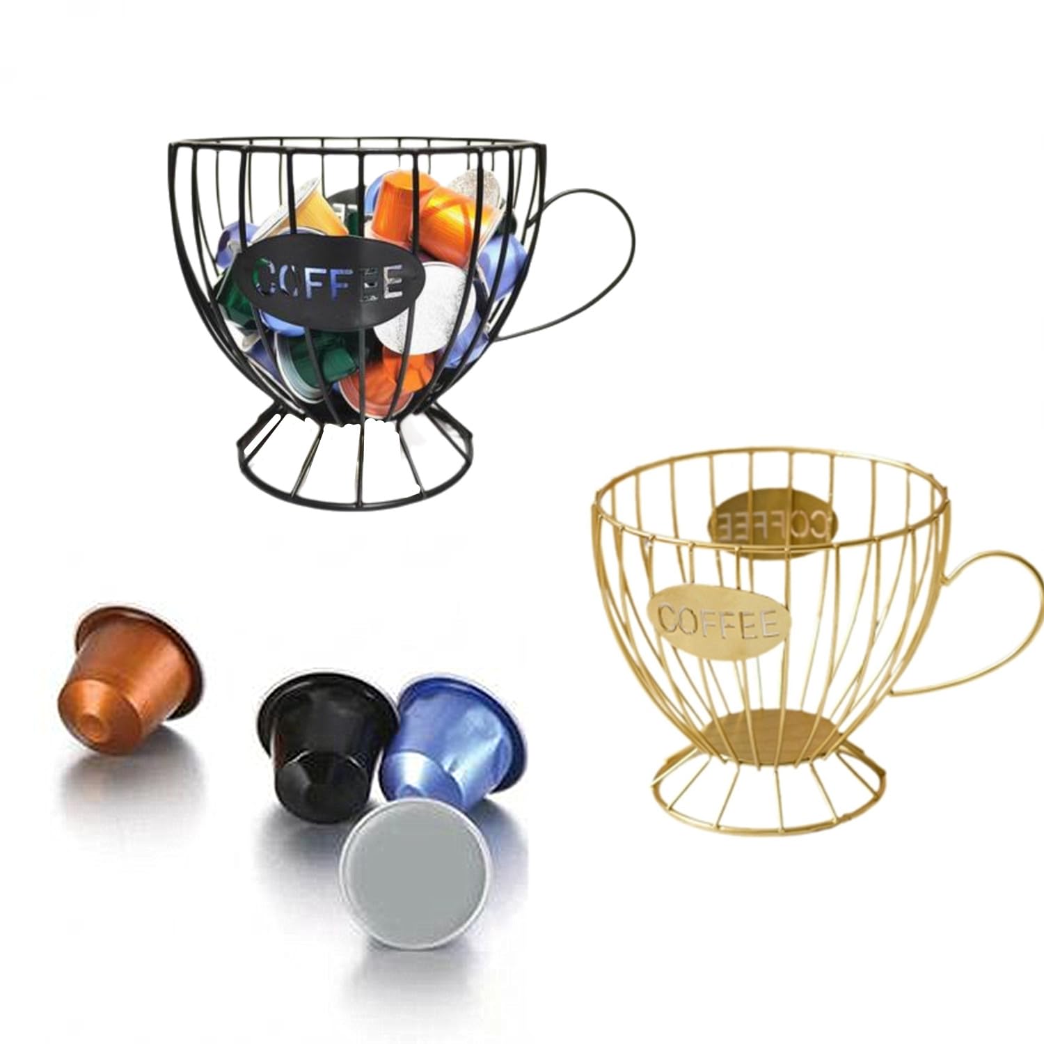 Soporte para cápsulas de café, 2 soportes para tazas K de gran capacidad para mostrador, organizador de almacenamiento de cápsulas de café para oficina, hogar, cafetería, hotel, (negro y