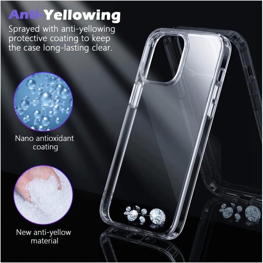 Miniatura 5 de Funda transparente 5 en 1 con 2 protectores de pantalla y 2 protectores de lente de cámara compatible con iPhone 14 Pro Max, protección contra