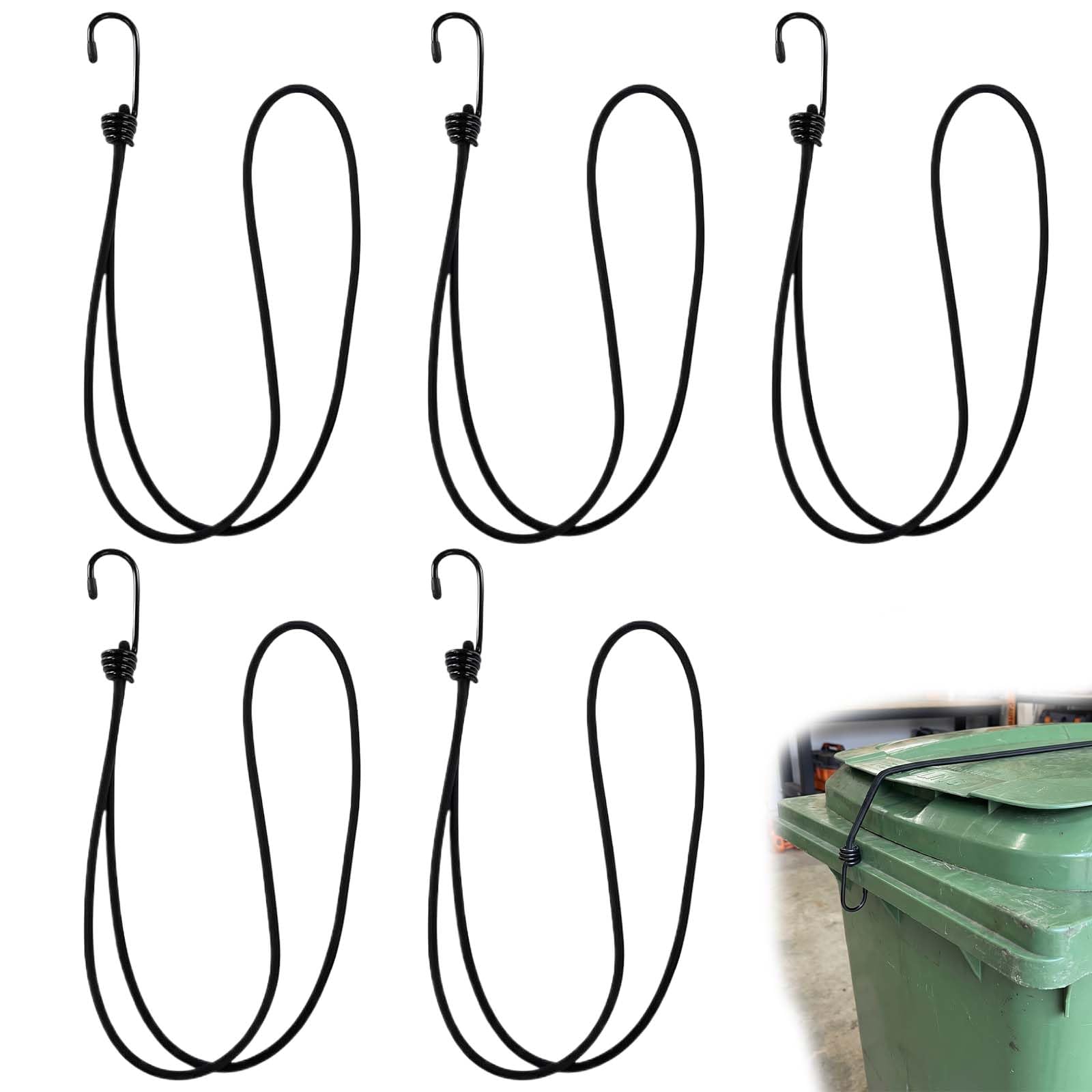 Azoisuwr Black 5 Pcs Wheelie Bin Locks, With Elastic Cord Design To Prevent Trash From Spilling Or Being Blown Over By The Wind