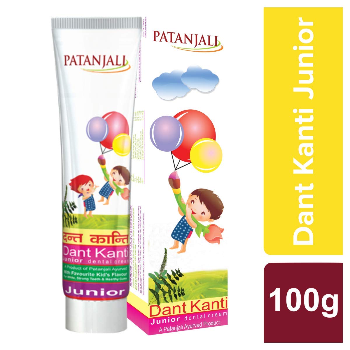 Patanjali Junior Dental Care: Dant Kanti Toothpaste for Kids, 100g - Gentle Oral Hygiene for Young Smiles