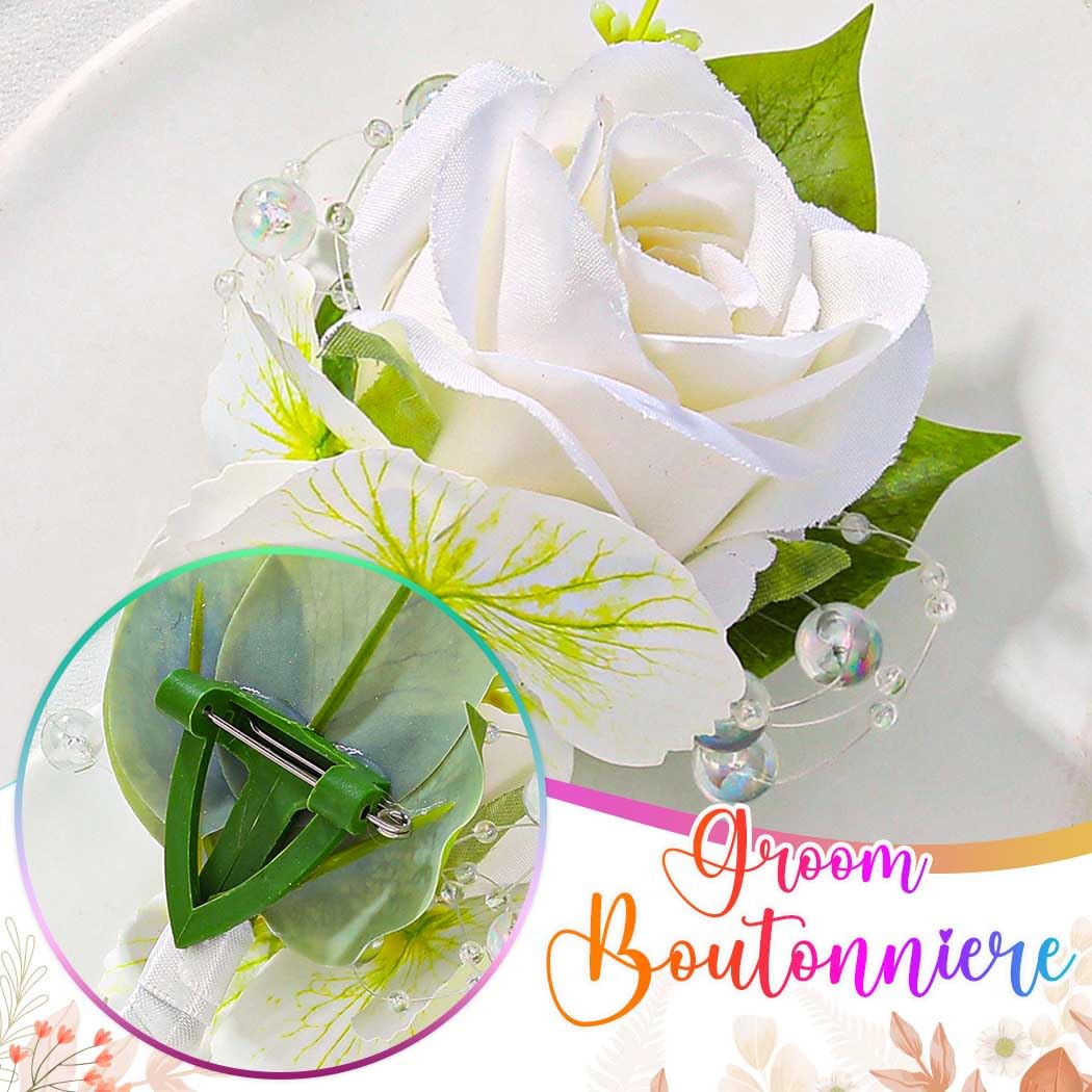 Groom Flower Accessory Wedding Boutonniere For Groom - White Rose ...
