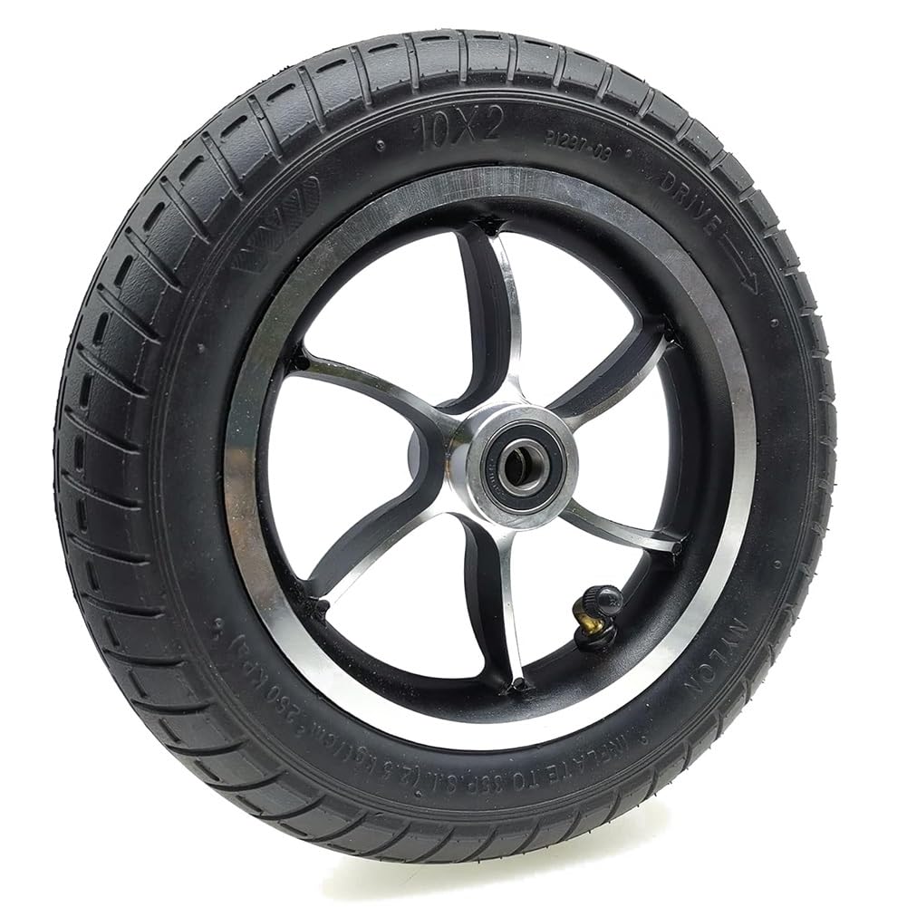 10x2 Front Wheels for Powerchairs/Electric Wheelchair, 10 Inch Inflatable Replacement Wheels, Aluminum Alloy Wheel Hub