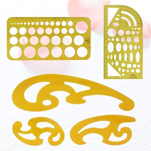 Miniatura 4 de NUOBESTY Plantillas geométricas de dibujos de reglas de medición, plantillas geométricas de plástico para encofrado de construcción de oficina y