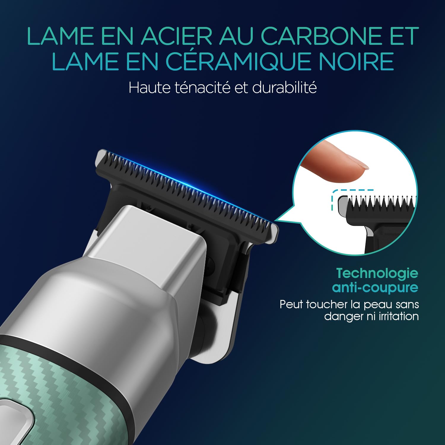 VOYOR Tondeuse Corps Homme,Rasoir Corps Pour Aisselles,Visage,Maillot,Poils,Tondeuse Intime Homme,Rechargeable Par USB,Tondeuse Partie Intime Étanche (Vert)